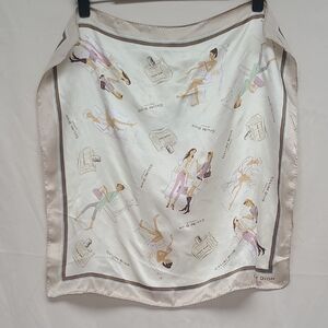 Celine Dion Cream and White Illustrated Scarf